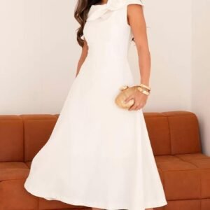 Vestido Alfaitaria Gola com Flor